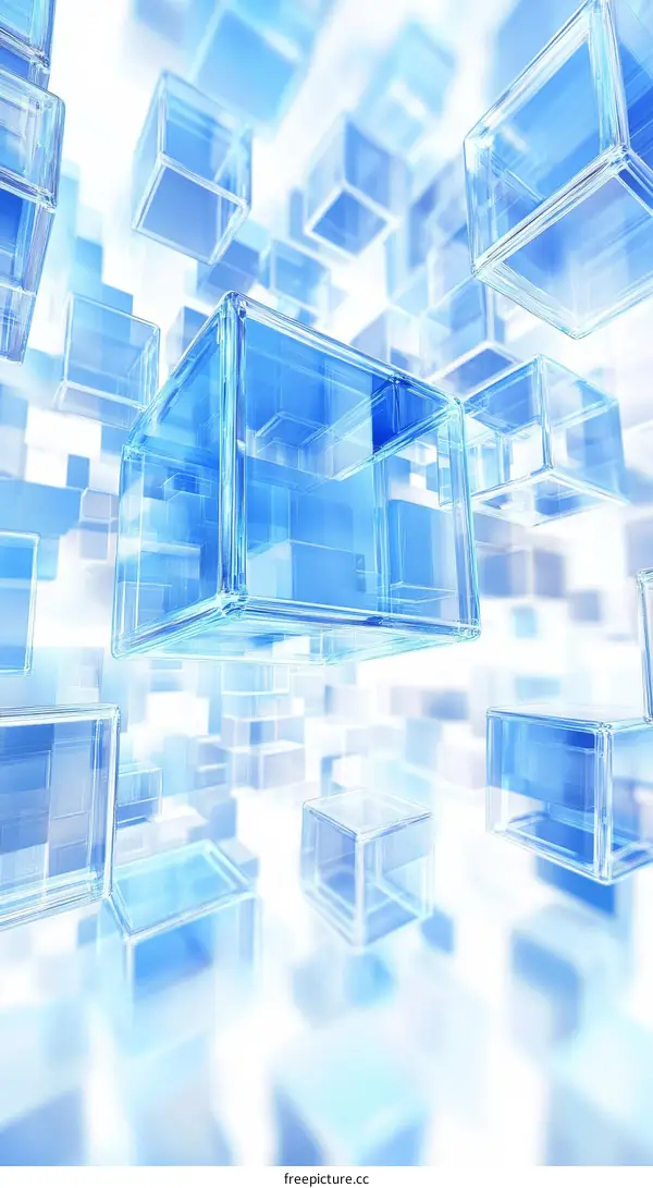 Abstract Geometric Blue Cube Composition