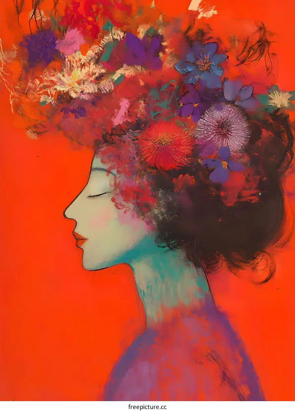 Woman with Flowers in Her Hair