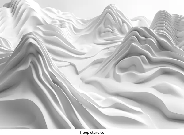 White abstract 3D landscape with smooth lines