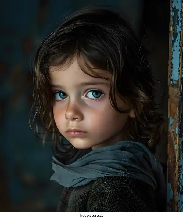 Portrait of a young girl with green eyes