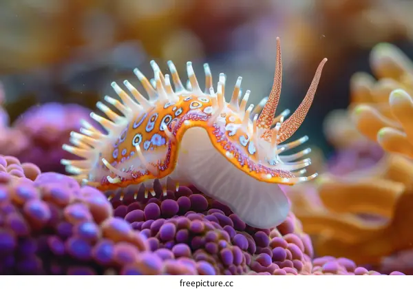 Captivating Nudibranch Adorned on Vibrant Coral