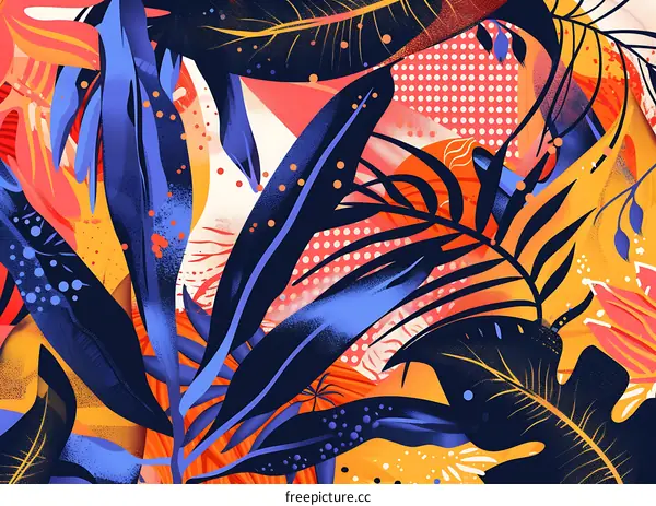 Abstract Tropical Leaves Pattern