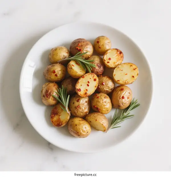 Crispy Roasted Baby Potatoes with Rosemary and Chili Flakes