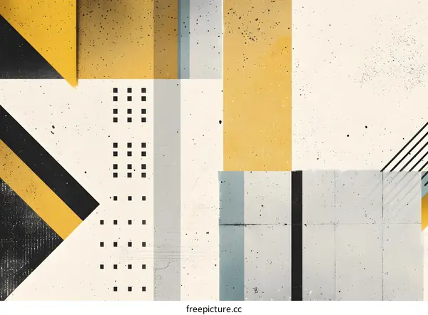 Abstract Geometric Pattern with Yellow, Black, Grey and White Colors
