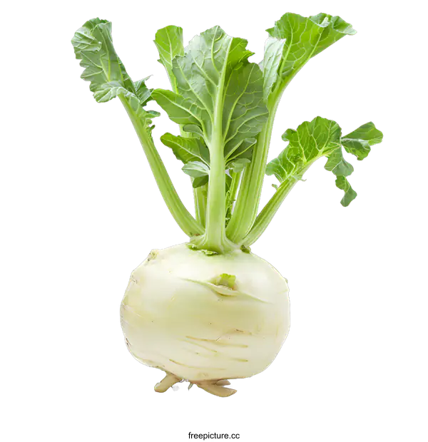 [Transparent Background PNG]Fresh Green Kohlrabi Vegetable Isolated on White Background