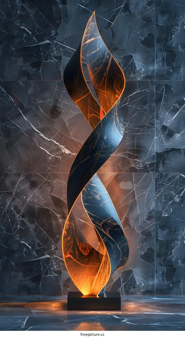 Blue and orange abstract sculpture