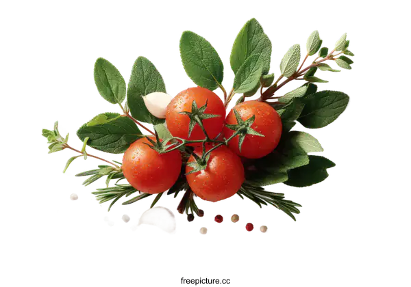 [Transparent Background PNG]Fresh Tomatoes and Herbs Arrangement