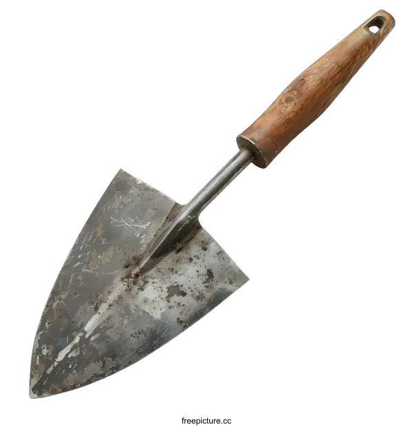 [Transparent Background PNG]Rusty Garden Trowel with Wooden Handle