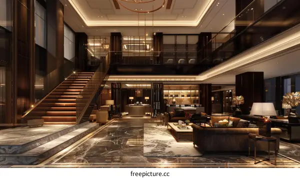 Luxury Hotel Lobby Interior Design Illustration