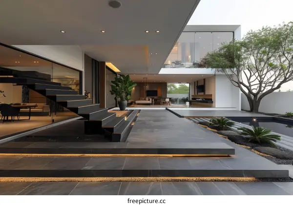 Courtyard House With Natural Elements