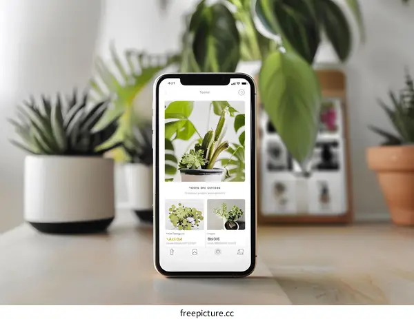 Phone Screen Showing Plant App Interface With Photos of Houseplants