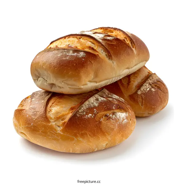 Three loaves of bread stacked on top of each other