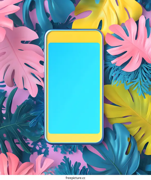 Tropical Leaves and Smartphone Mockup