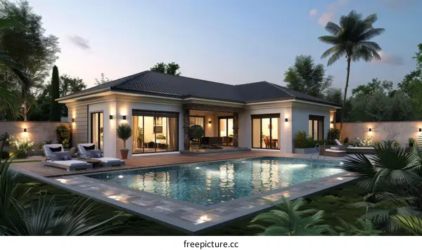 Modern Luxury Villa with Pool and Garden Design