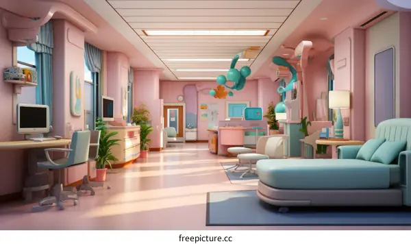 Pediatric ward interior with child-friendly design