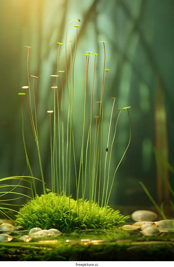 Green Mossy Aquatic Plants In a Natural Setting