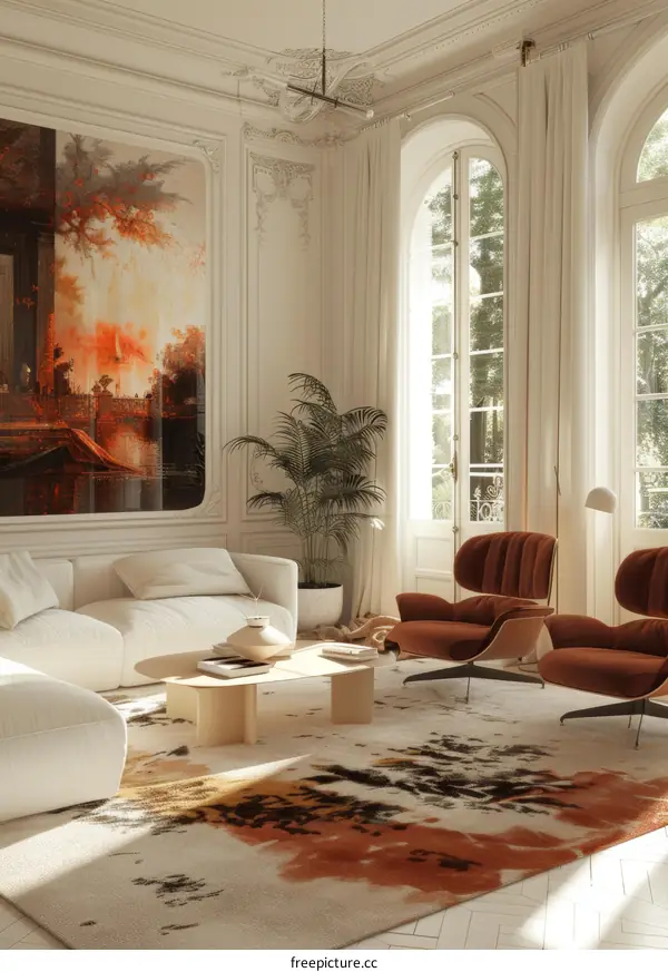 Elegant Living Room Interior with Artwork