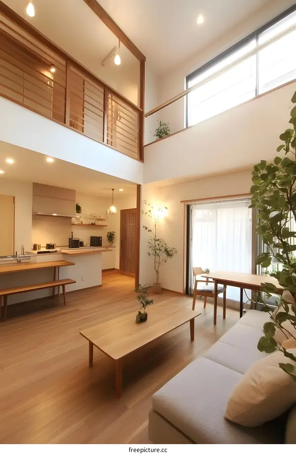 Modern Minimalist Living Room Interior Design with Wood Flooring and Natural Light