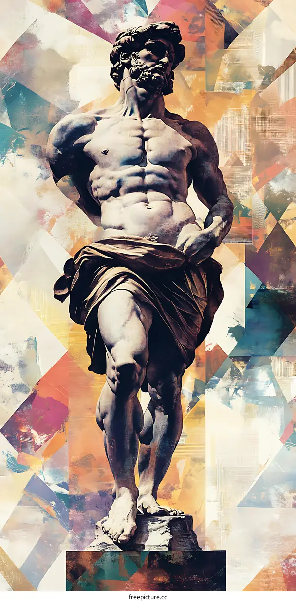 Abstract Art with Male Statue