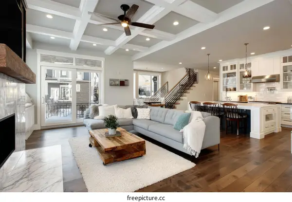 Modern Open-Concept Living Room and Kitchen