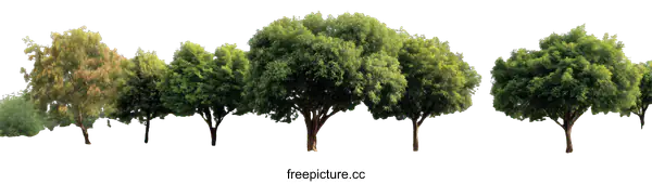 [Transparent Background PNG]Green Trees in a Park Setting