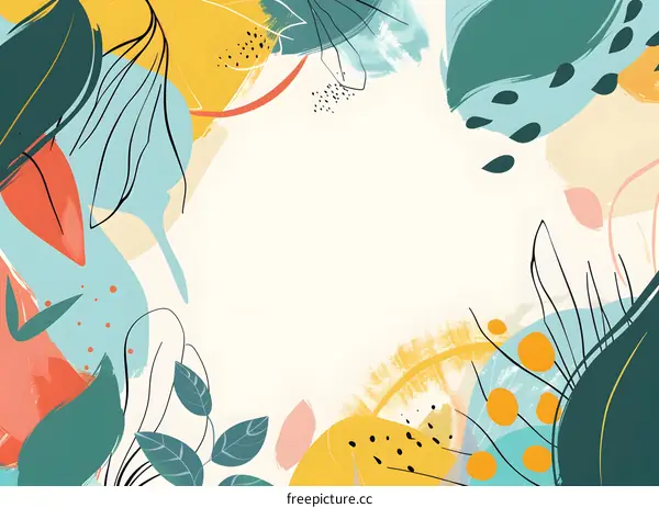 Abstract Background With Colorful Shapes And Leaves