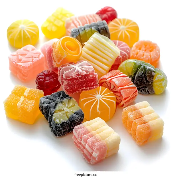 Assortment of colorful fruit candies
