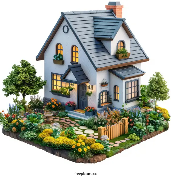 Charming Cottage with Flowers and Garden