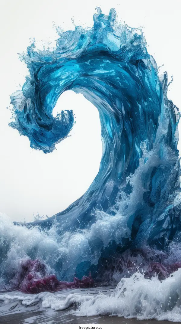 Blue and Pink Abstract Ocean Wave