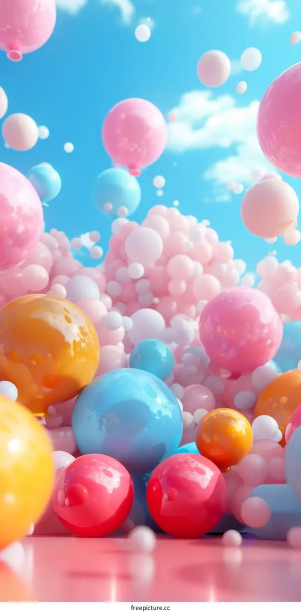 Colorful Bubble Balls in the Sky