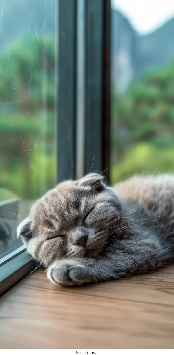 Gray Tabby Cat Napping by the Window