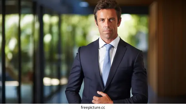 Businessman in a suit looking confident