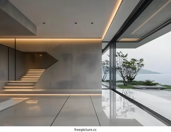 Modern Interior Design with Minimalist Architecture and Glass Windows