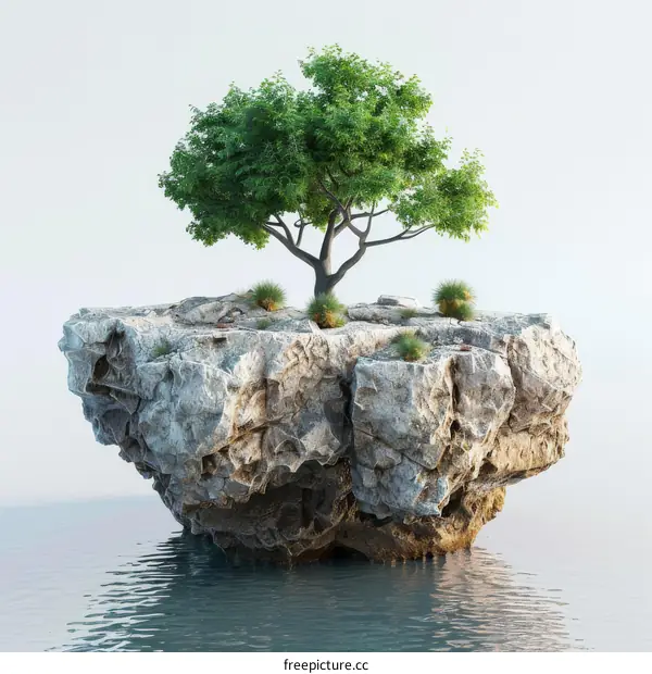 Small Rocky Island with Tree
