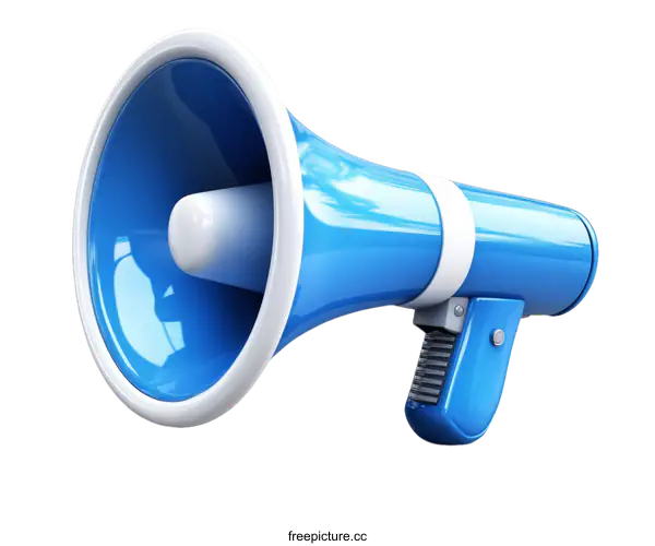 [Transparent Background PNG]Vibrant Blue Megaphone Illustration