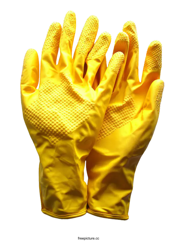 [Transparent Background PNG]Pair of Yellow Rubber Cleaning Gloves