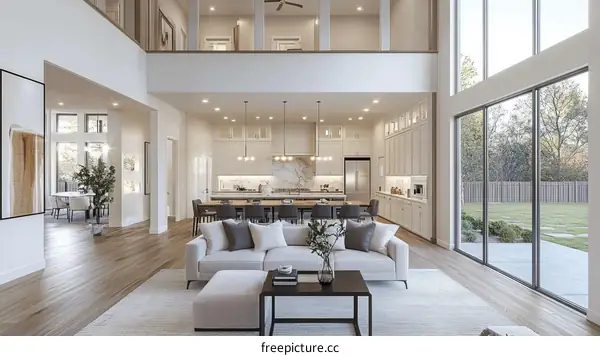 Modern Open-Concept Living Room Illustration