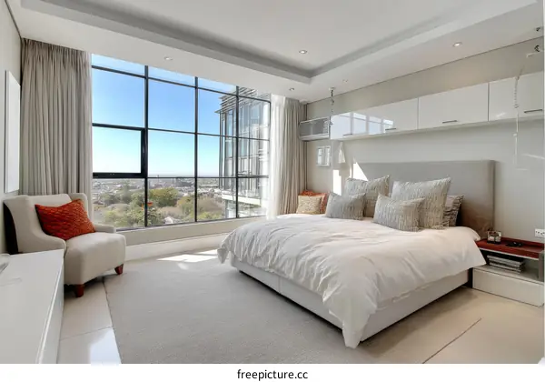 Modern Master Bedroom with City Views