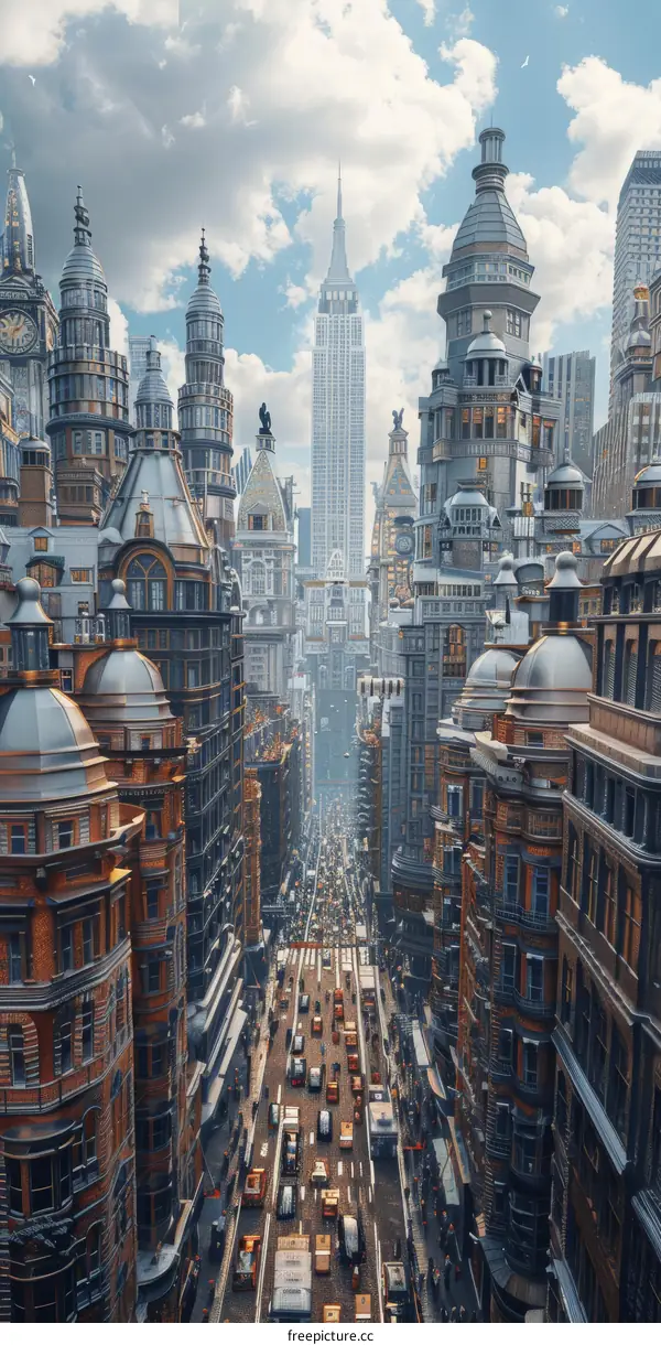 Aerial View of a Futuristic Cityscape