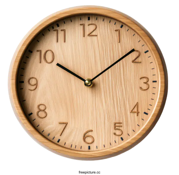 [Transparent Background PNG]Wooden Wall Clock with Elegant Design