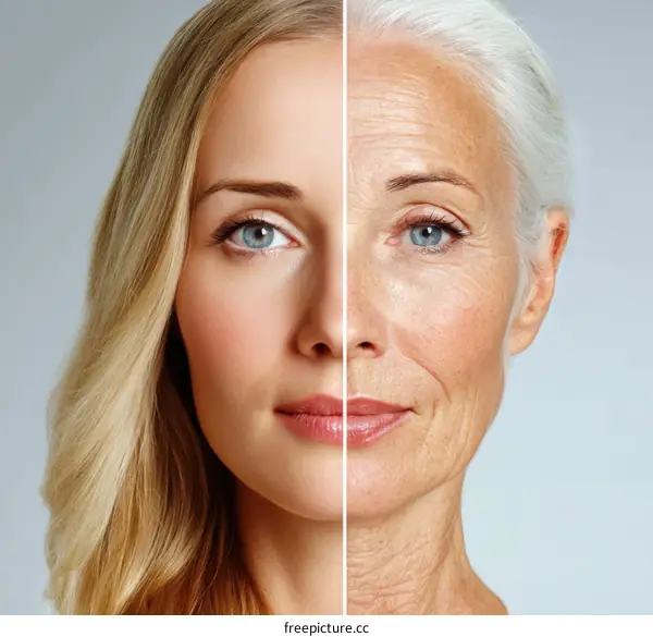 Comparison of Young and Aged Faces Skin Aging