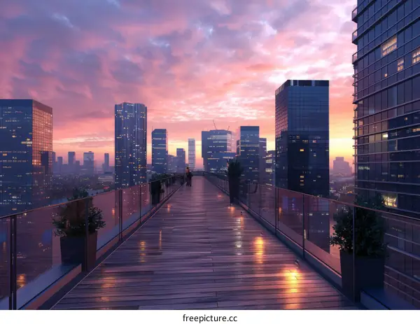 Stunning Sunset Over Modern City Skyline