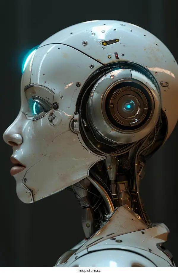 Close-Up Portrait of a Female Android