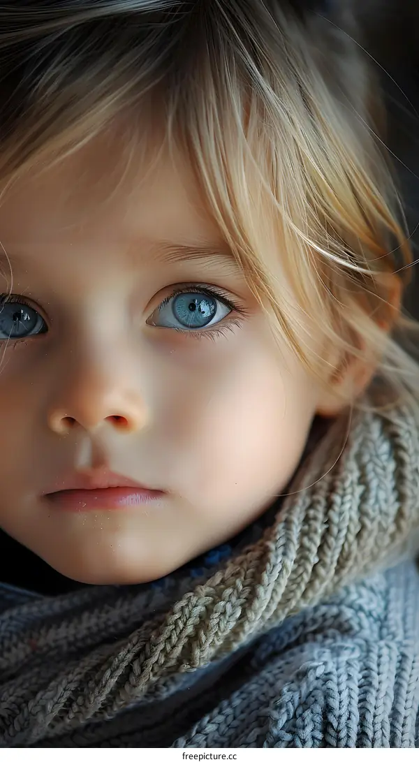 Portrait of a young child with blue eyes