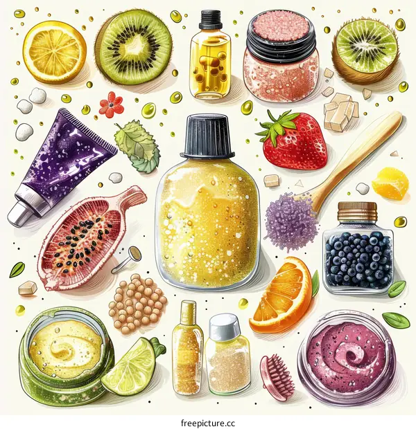 Natural skincare ingredients pattern