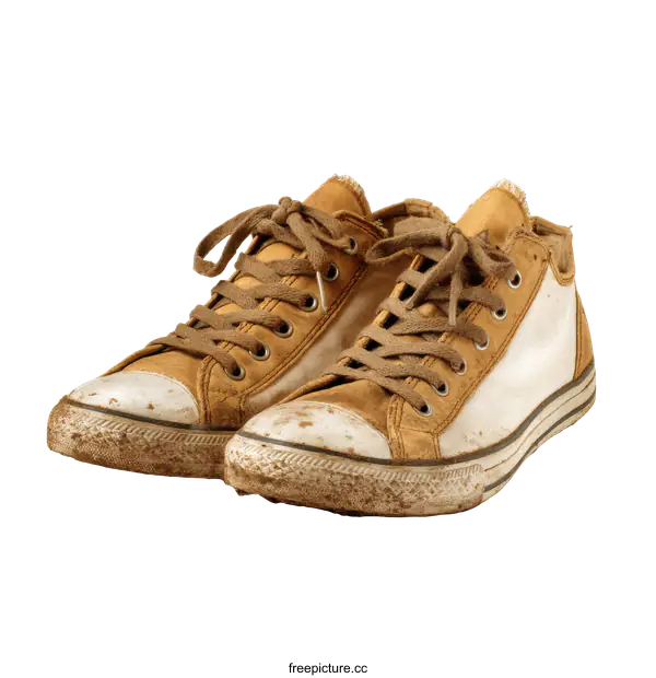 [Transparent Background PNG]Pair of Dirty Worn-Out Canvas Sneakers
