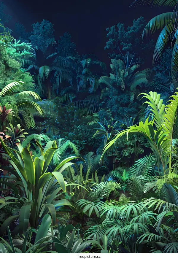 Tropical Rainforest Jungle Plants Nature Illustration