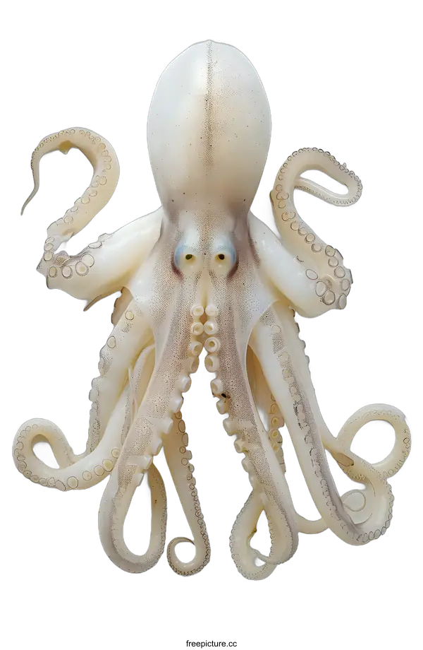 [Transparent Background PNG]A close-up of a white octopus