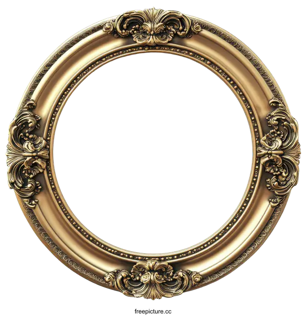 [Transparent Background PNG]Ornate Gold Round Picture Frame