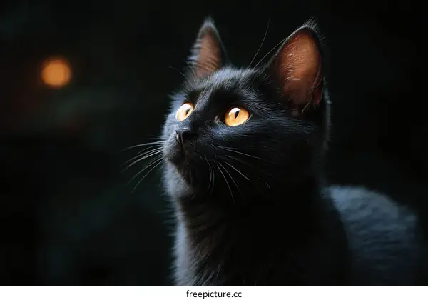 Close-up Portrait of a Black Cat